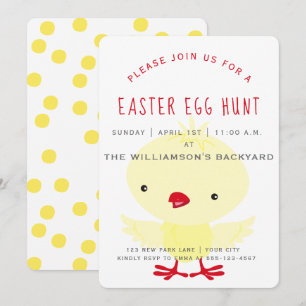 Cute Jaune Canard Invitation à la chasse aux oeu