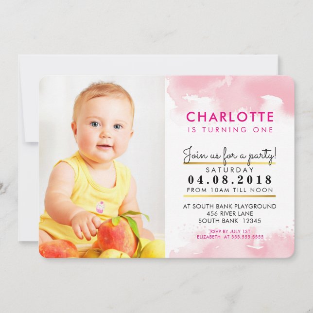 CUTE JEUNE FILLE fête d'anniversaire INVITATION co (Devant)