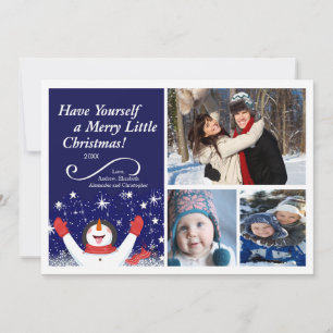 Cute Jolly Snowman Carte photo de vacances