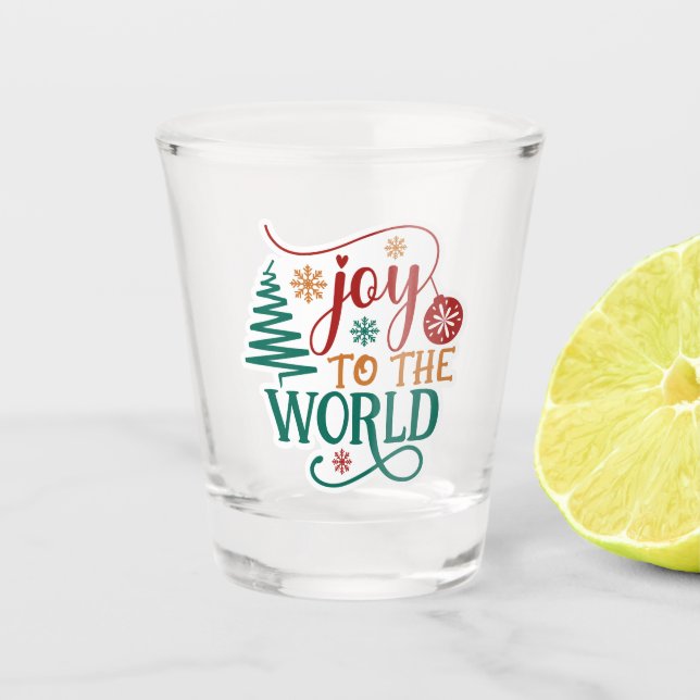 Cute 'Joy to the World' Christmas Schnapsglas (Vorderseite)