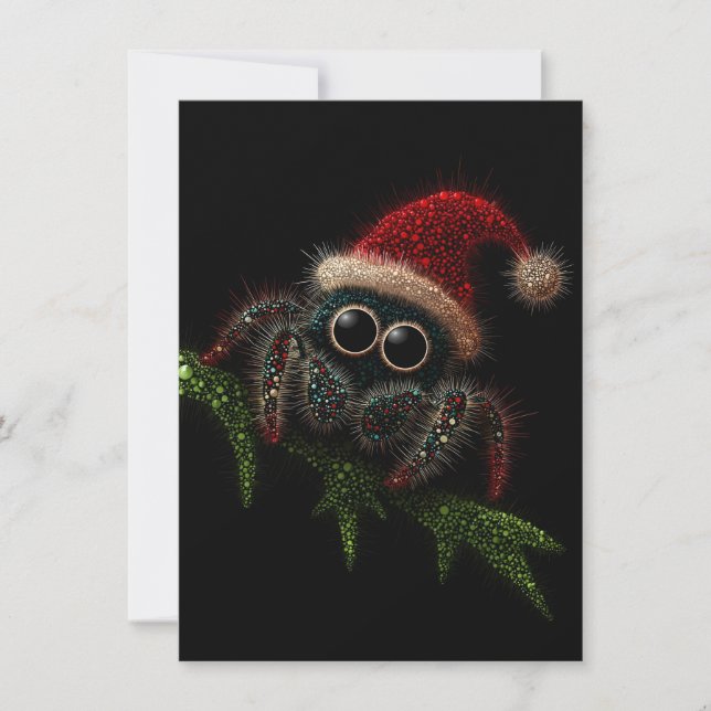 Cute Jumping Spider Christmas Cards Feiertagskarte (Vorderseite)