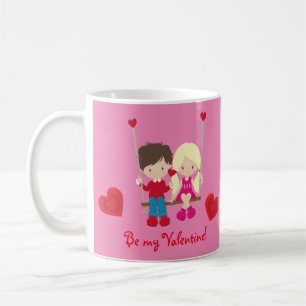 Cute Junge und Mädchen Valentine's Day Szene Kaffeetasse