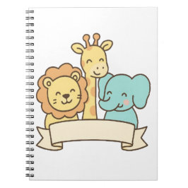 Cute Jungle Animals with Banner – Safari Nursery Notizblock