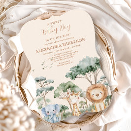 Cute Jungle Safari Animals Baby Shower Einladung