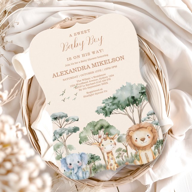 Cute Jungle Safari Animals Baby Shower Einladung (Von Creator hochgeladen)