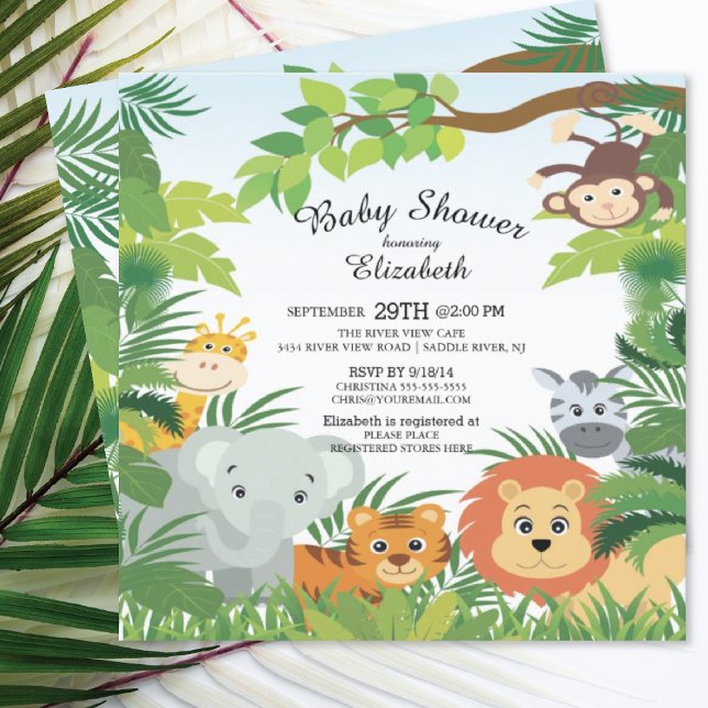 Cute Jungle Safari Baby Shower Invitations (Créateur téléchargé)