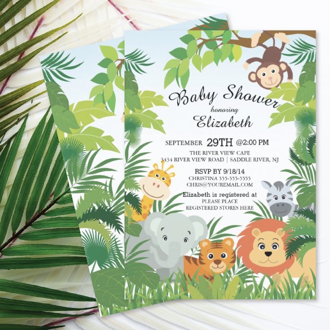 Cute Jungle Safari Baby Shower Invitations (Créateur téléchargé)