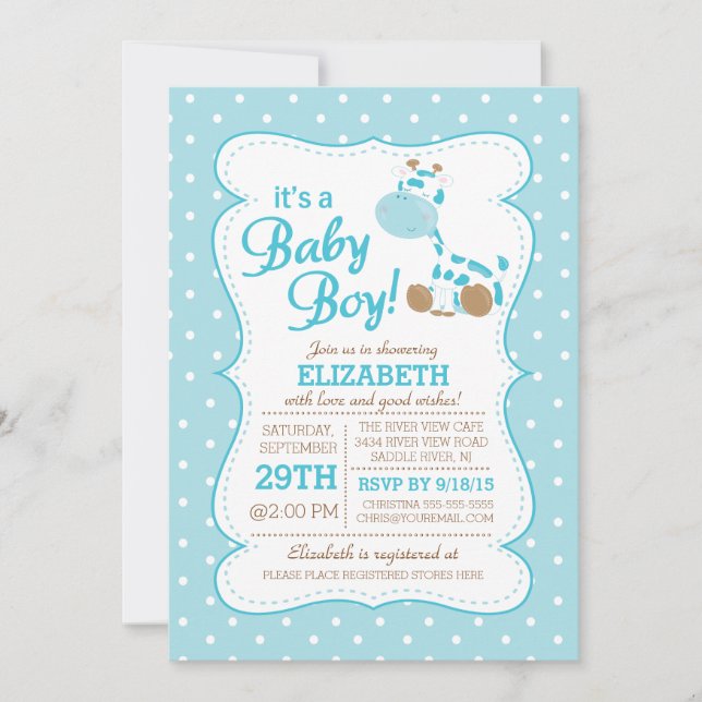 Cute Jungle Safari Giraffe Baby shower Invitation (Devant)