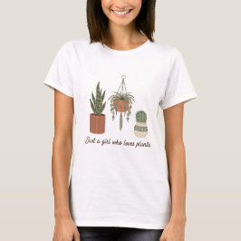 Cute "Just a Girl Who Loves Plants" Retro Boho  T-Shirt