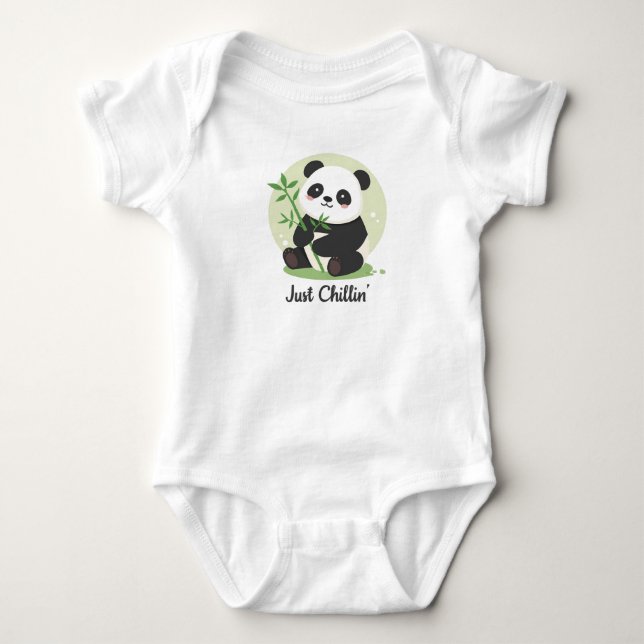 Cute "Just Chillin'" Panda Bear Baby Strampler (Vorderseite)