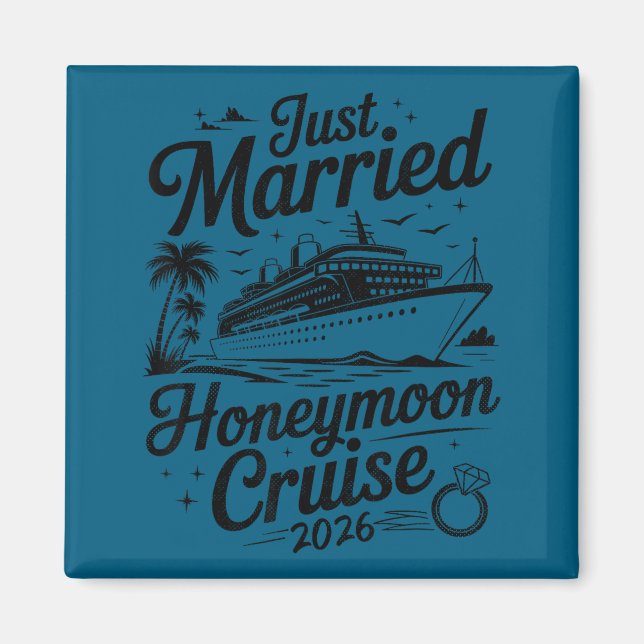 Cute Just Married Honeymoon Cruise 2026 Newlyweds  Magnet (Vorne)