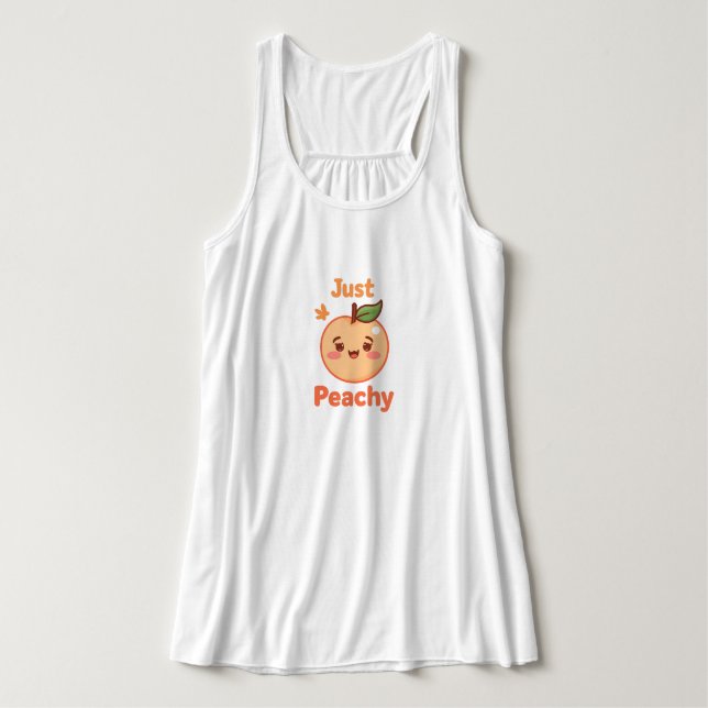 Cute "Just Peachy" Kawaii Fruit Tank Top (Design Vorderseite)