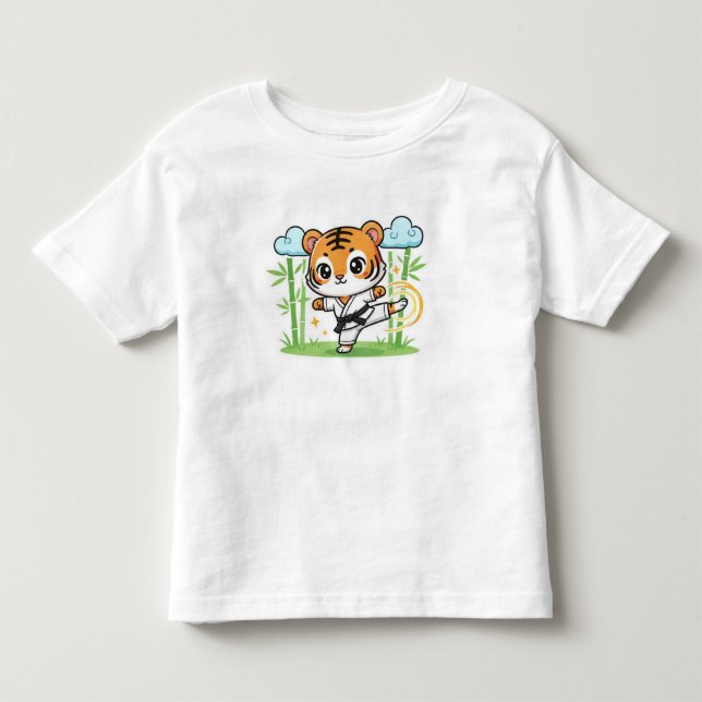 Cute Karate Tiger Kids Design Kleinkind T-shirt (Vorderseite)