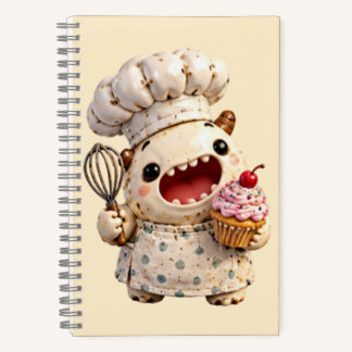Cute Kawaii 3D Clay Monster Chef Baking Cupcake No Notizbuch