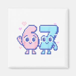 Cute Kawaii 67 Sechs Sieben Meme 6 7 Mädchen Itali Magnet