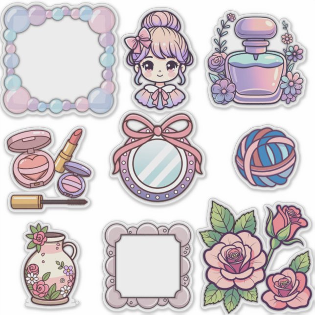 Cute Kawaii Aesthetic Sticker Bundle – Frames, Bea (Devant)