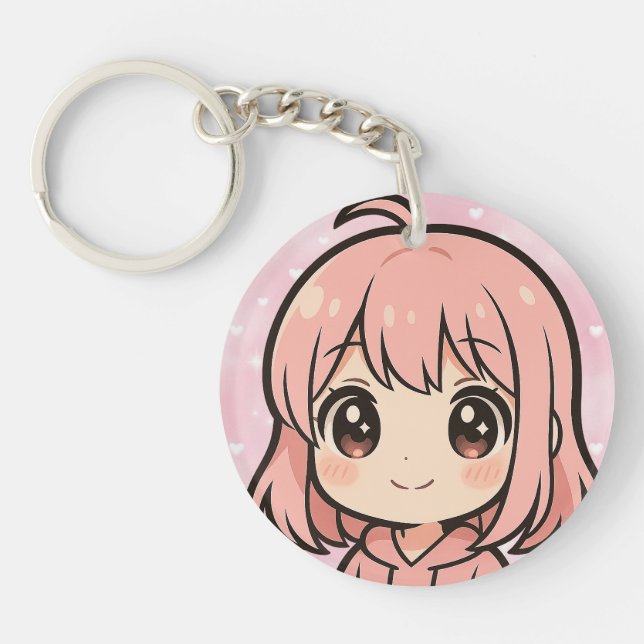 Cute Kawaii Anime Girl Face Keychain (Devant)
