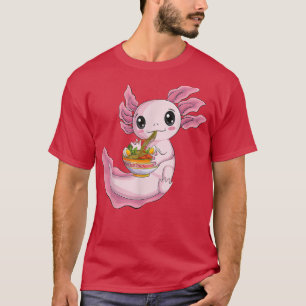 Cute Kawaii Aolotl Eat Ramen Japanese Anime Noodle T-Shirt