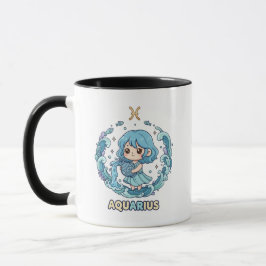 Cute Kawaii Aquarius Zodiac Sign Tasse