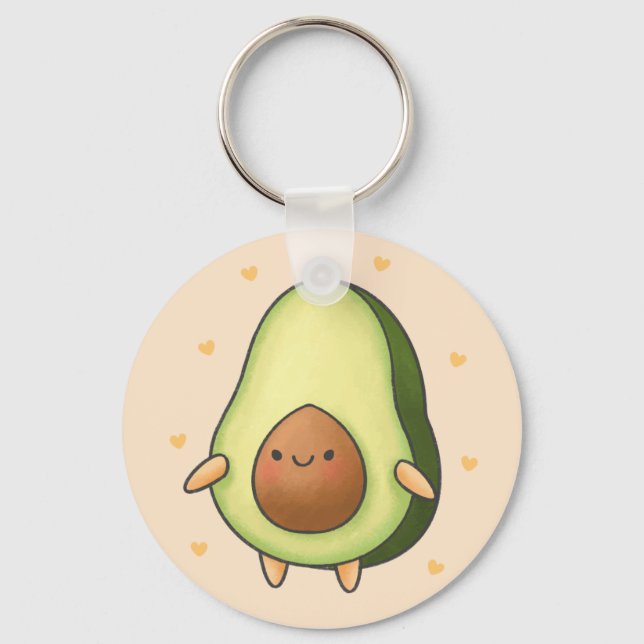 Cute Kawaii Avocado Schlüsselanhänger (Vorderseite)