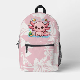 Cute Kawaii Axolotl Pink Aesthetic School Backpack Bedruckter Rucksack