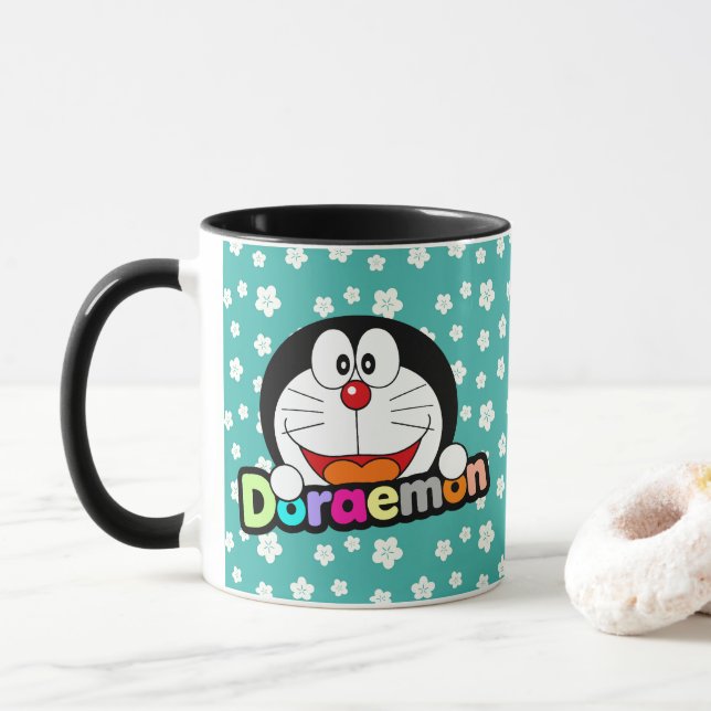 Cute Kawaii Black Doraemon Anime Tasse (Mit Donut)