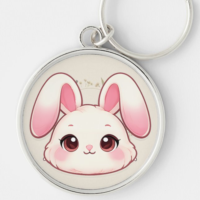 Cute Kawaii Bunny Face Keychain Schlüsselanhänger (Vorne)
