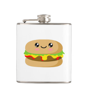 Cute Kawaii Burger. Flachmann