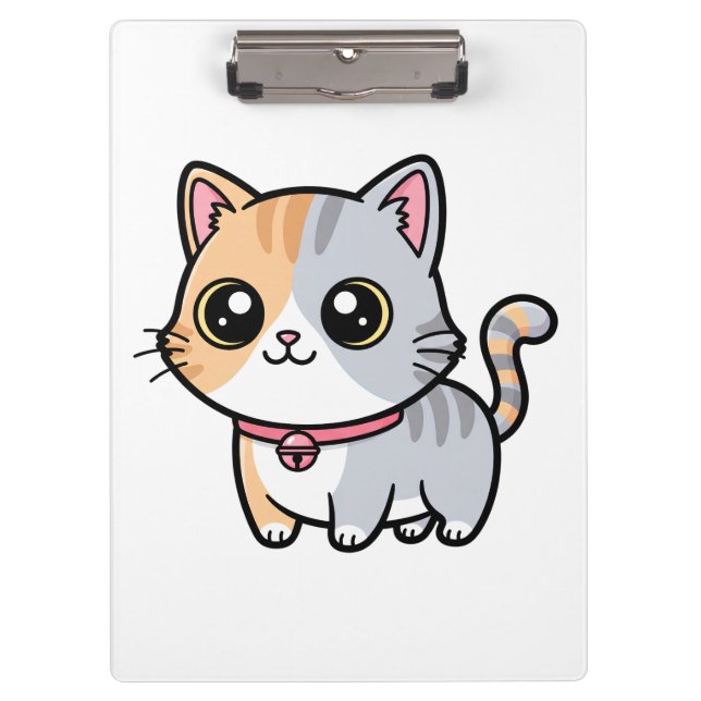 Cute Kawaii Cartoon Kitten Mascot Klemmbrett (Vorderseite)