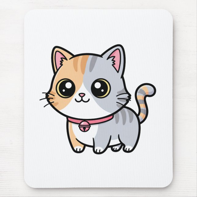 Cute Kawaii Cartoon Kitten Mascot Mousepad (Vorne)