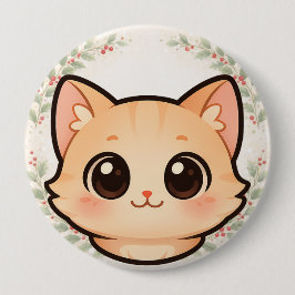 Cute Kawaii Cat Face Button