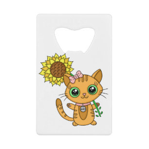 Cute Kawaii Cat Holding Flower