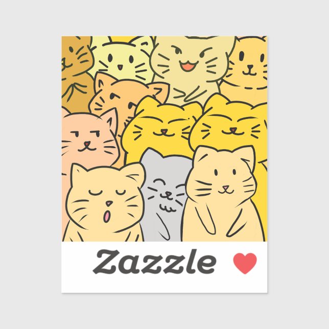 Cute Kawaii Cat Illustration Stickers Aufkleber (Blatt)