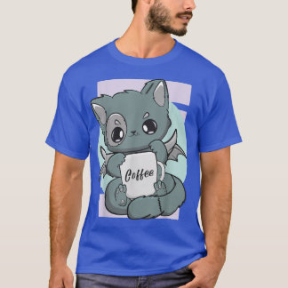 Cute Kawaii Cat With Coffee Mug Moka Barista Neko  T-Shirt