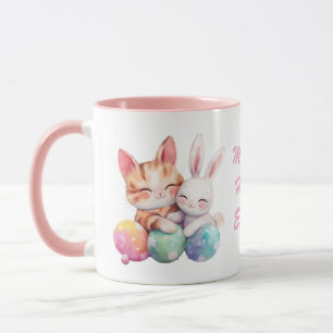 Cute Kawaii Chat & Bunny Mug de Pâques Amoureux de