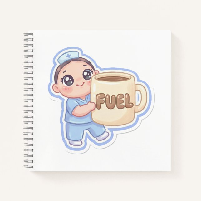 Cute Kawaii Chibi Nurse Giant Coffee Fuel Magnet Notizbuch (Vorderseite)
