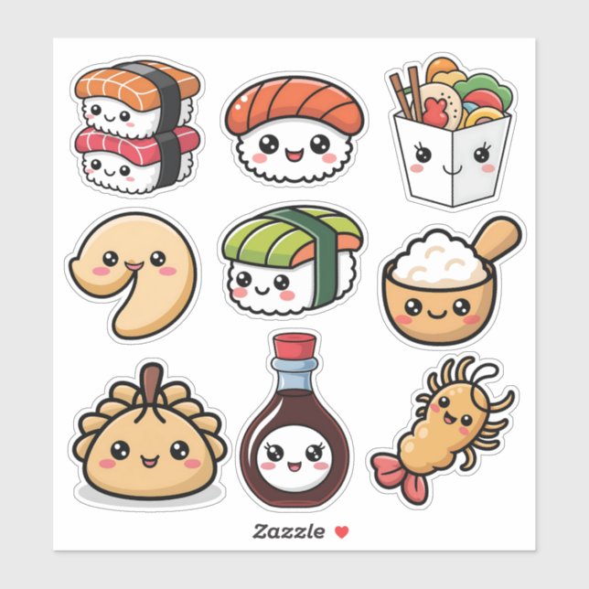 Cute Kawaii Chinese Food Aufkleber (Blatt)