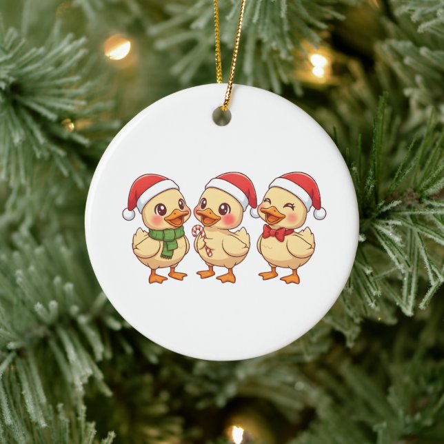 Cute Kawaii Christmas Ducks | Festive Holiday  Keramik Ornament (Baum)