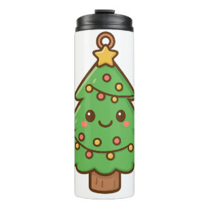 Cute Kawaii Christmas Tree Shirt • Cute Holiday Gi Thermosbecher