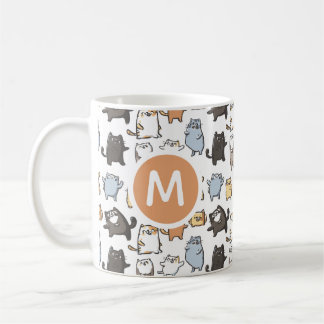 Cute Kawaii Chubby Cartoon Cat Seamless Pattern Ar Kaffeetasse
