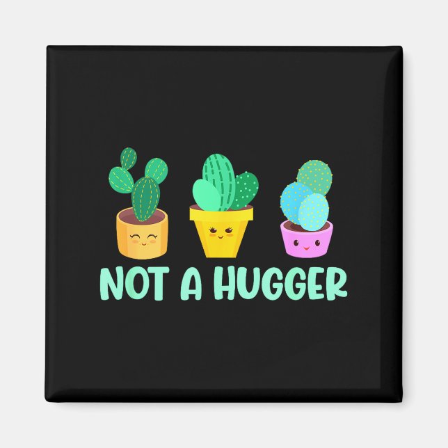Cute Kawaii Do Not Hug I'm Not A Hugger Cactus  Magnet (Vorne)