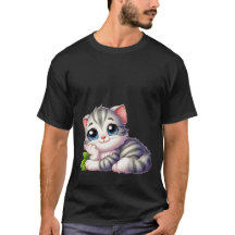 Cute Kawaii Dreamy Grey Kitten Blue Eyes Cat 