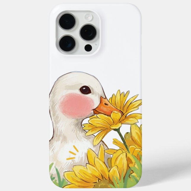 Cute Kawaii Duck with Yellow Flowers Case-Mate iPhone Hülle (Rückseite)