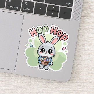 Cute Kawaii Easter Bunny Hop Illustration Aufkleber