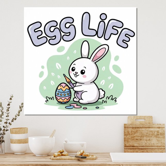 Cute Kawaii Easter Egg Life Bunny Illustration Poster (Von Creator hochgeladen)