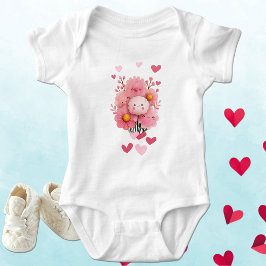 Cute Kawaii Flower With Hearts Baby Strampler