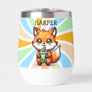 Cute Kawaii Fox avec thé bulle Personnalisé