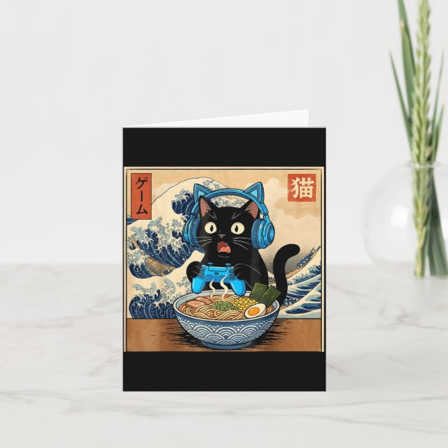Cute Kawaii Gamer Cat Funny Ramen Japanese Cat Gam Karte (Vorderseite)
