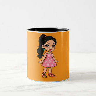 Cute Kawaii Girl Pink Mug | Chibi Cartoon Characte Zweifarbige Tasse