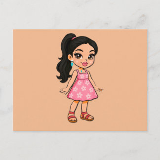 Cute Kawaii Girl Postcard Einladungspostkarte